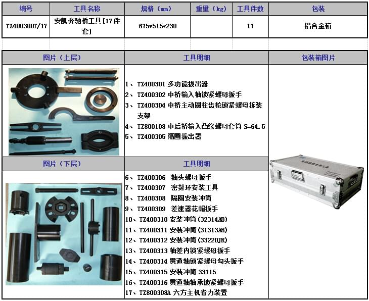 安凯奔驰桥专用工具（铝合金）